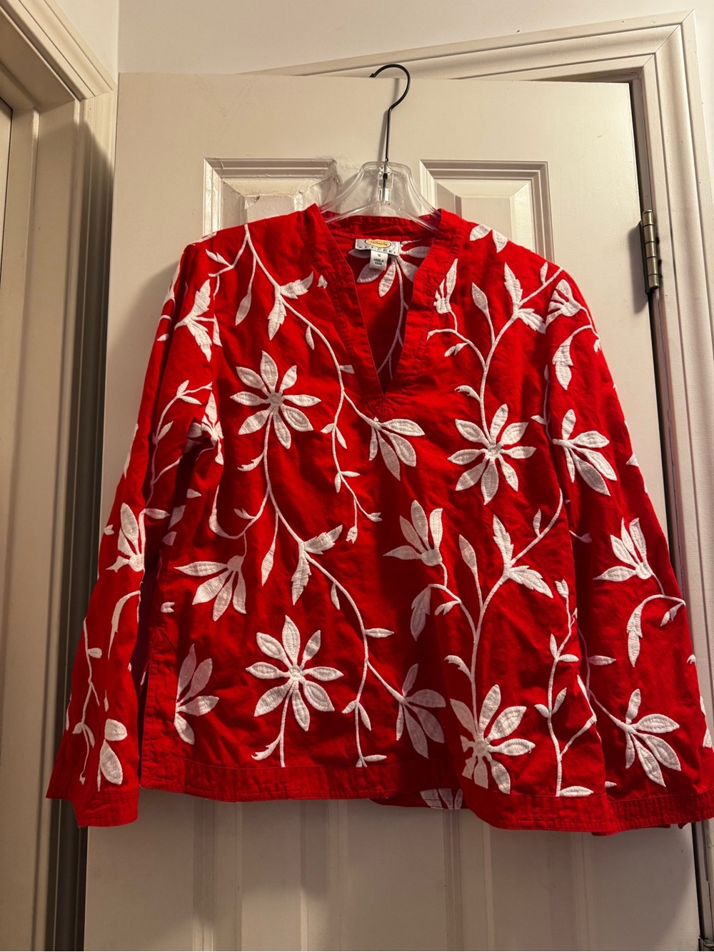 Talbots Red Embroidered Floral Jacket